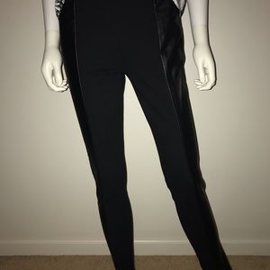 Love Fire Black Leggings with Faux Leather Sides